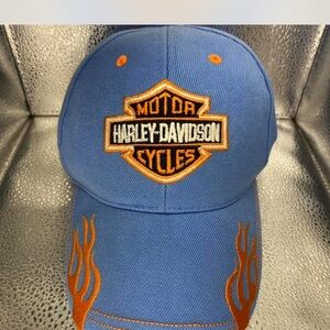 Harley-Davidson Blue Hat with Orange Accents